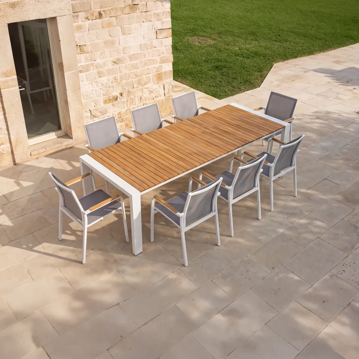 Zestaw jadalniany RIALTO 265-332 + 8x SOLLER TEAK biały 1965 OUTLET (1)