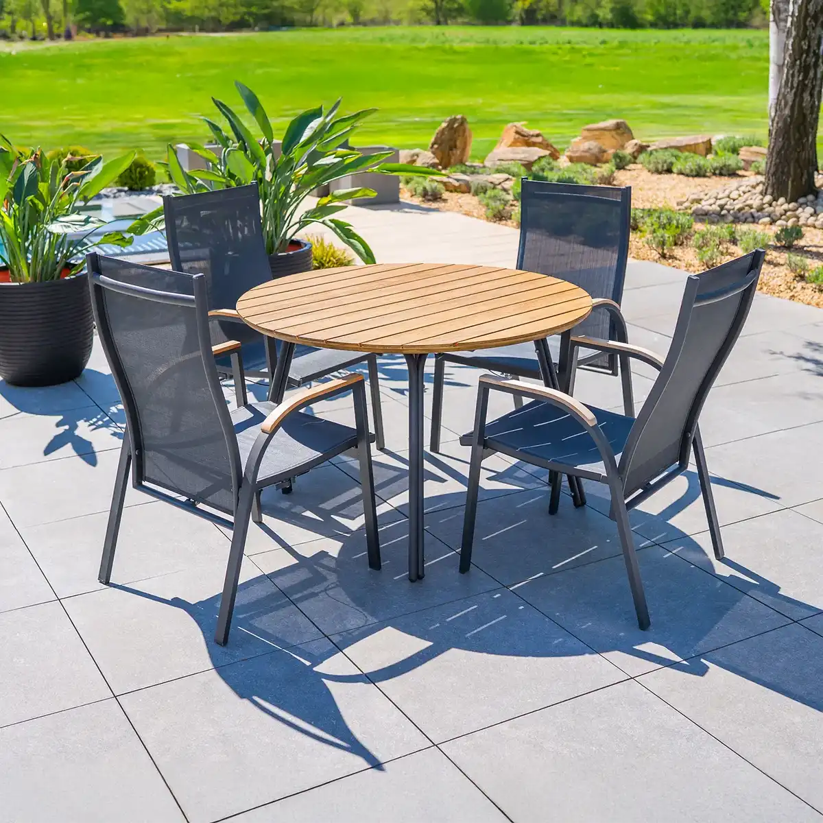 Zestaw jadalniany SIMI 120cm eukaliptus + 4x ALICANTE 1722 OUTLET