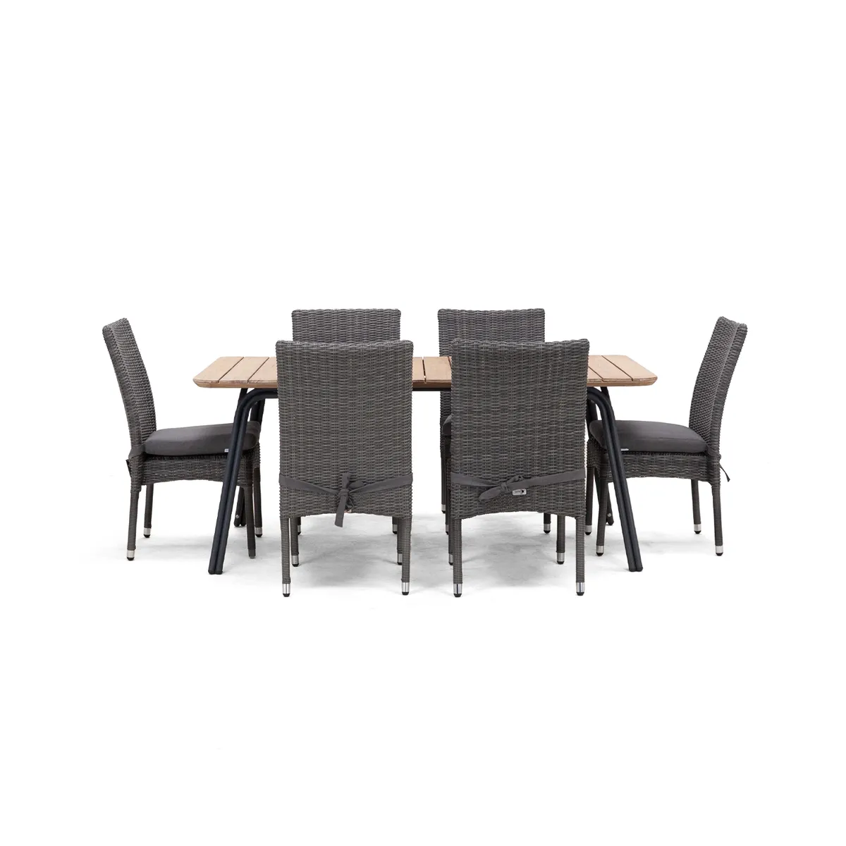 Zestaw jadalniany SIMI 120cm eukaliptus + 4x STRATO szary 1960 OUTLET (1)