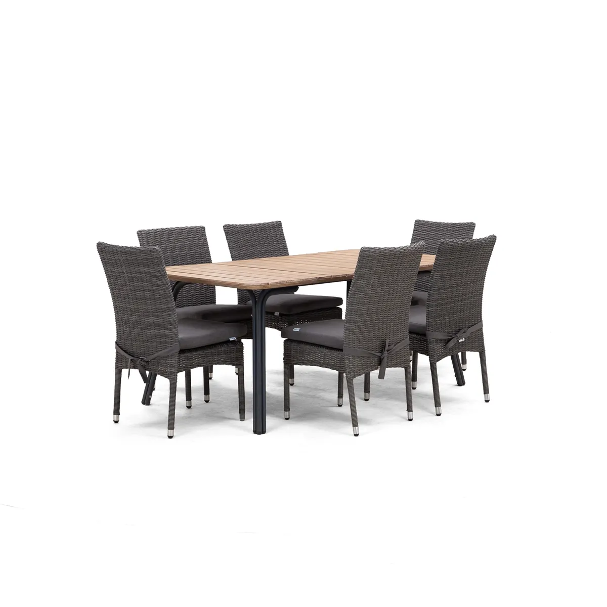 Zestaw jadalniany SIMI 120cm eukaliptus + 4x STRATO szary 1960 OUTLET (1)