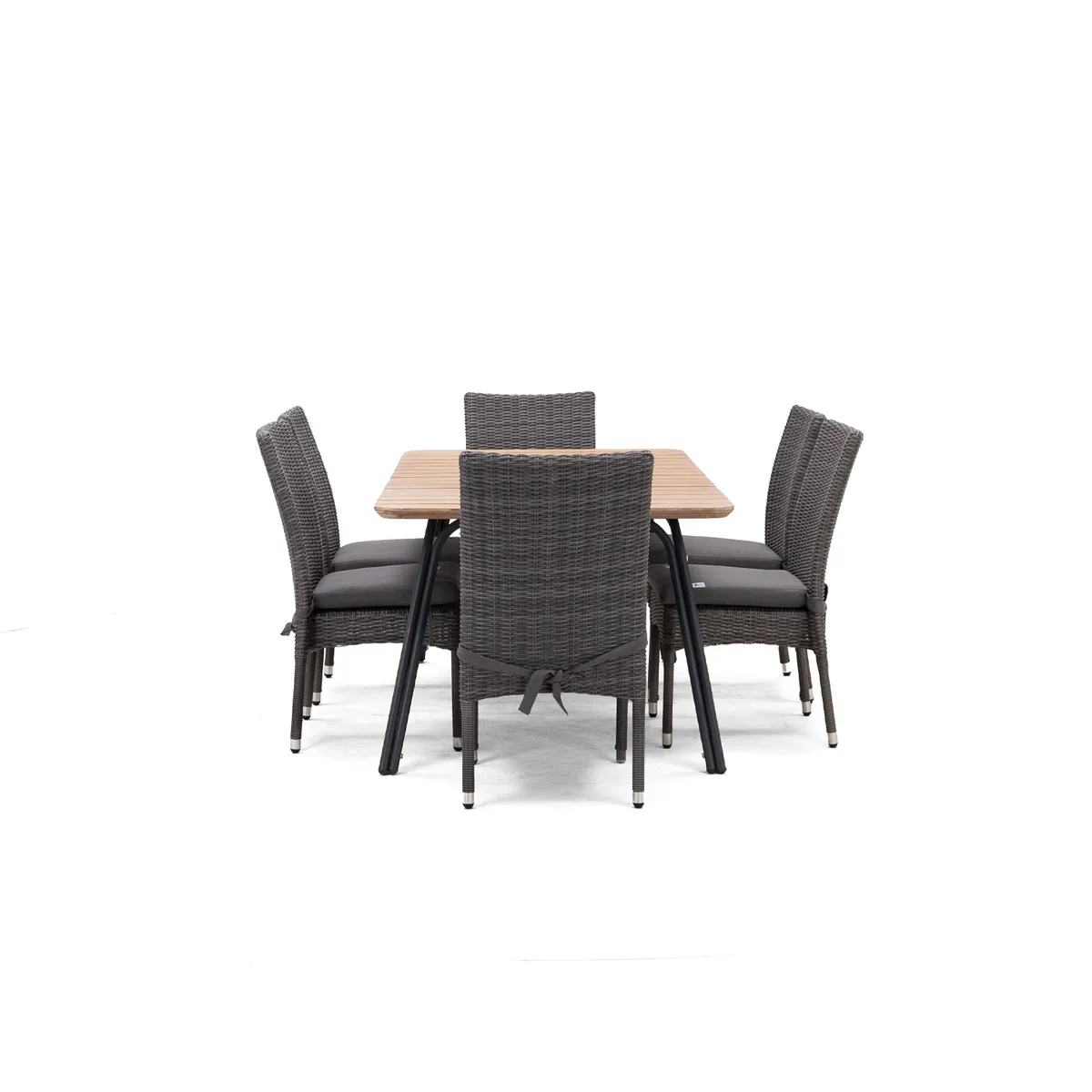 Zestaw jadalniany SIMI 120cm eukaliptus + 4x STRATO szary 1960 OUTLET (1)