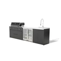 Kuchnia BBQ TEIDE 3-elementowa z podwójną lodówką i zlewozmywakiem antracyt