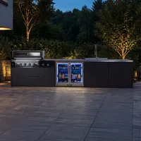 Kuchnia BBQ TEIDE 4-elementowa z podwójną lodówką, zlewozmywakiem i szafką podwójną antracyt