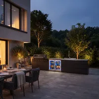 Kuchnia BBQ TEIDE 4-elementowa z podwójną lodówką, zlewozmywakiem i szafką z szufladami antracyt