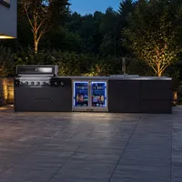 Kuchnia BBQ TEIDE 4-elementowa z podwójną lodówką, zlewozmywakiem i szafką z szufladami antracyt