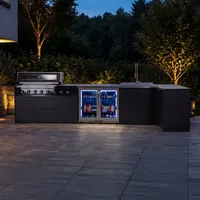 Kuchnia BBQ TEIDE 5-elementowa z podwójną lodówką, zlewozmywakiem, elementem narożnym i szafką podwójną antracyt