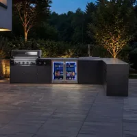 Kuchnia BBQ TEIDE 6-elementowa z podwójną lodówką, zlewozmywakiem, elementem narożnym, szafką z szufladami i szafką podwójną antracyt