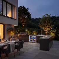 Kuchnia BBQ TEIDE 6-elementowa z podwójną lodówką, zlewozmywakiem, elementem narożnym, szafką z szufladami i szafką podwójną antracyt