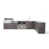 Kuchnia BBQ TEIDE 6-elementowa z podwójną lodówką, zlewozmywakiem, elementem narożnym, szafką z szufladami i szafką podwójną kaszmir 1938 OUTLET (1)