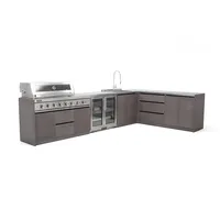 Kuchnia BBQ TEIDE 6-elementowa z podwójną lodówką, zlewozmywakiem, elementem narożnym, szafką z szufladami i szafką podwójną kaszmir 1938 OUTLET (1)