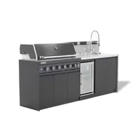 Kuchnia BBQ VIEJA 3-elementowa z lodówką i zlewozmywakiem antacyt