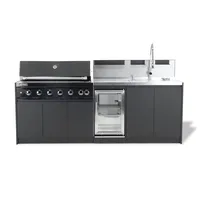 Kuchnia BBQ VIEJA 3-elementowa z lodówką i zlewozmywakiem antacyt