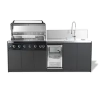 Kuchnia BBQ VIEJA 3-elementowa z lodówką i zlewozmywakiem antacyt