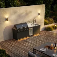 Kuchnia BBQ VIEJA 3-elementowa z lodówką i zlewozmywakiem antracyt