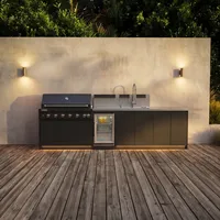 Kuchnia BBQ VIEJA 4-elementowa z lodówką, zlewozmywakiem i szafką podwójną antracyt