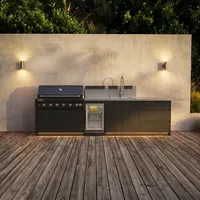 Kuchnia BBQ VIEJA 4-elementowa z lodówką, zlewozmywakiem i szafką z szufladami antracyt