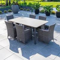 Stół SIMI 180cm stone + 6x fotel AMANDA szary 1735 OUTLET