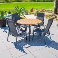 Zestaw jadalniany SIMI 120cm eukaliptus + 4x ALICANTE 1722 OUTLET