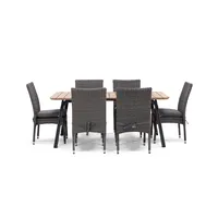 Zestaw jadalniany SIMI 120cm eukaliptus + 4x STRATO szary 1960 OUTLET (1)