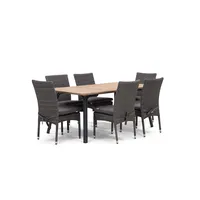 Zestaw jadalniany SIMI 120cm eukaliptus + 4x STRATO szary 1960 OUTLET (1)