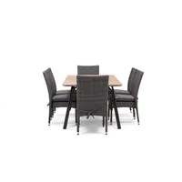 Zestaw jadalniany SIMI 120cm eukaliptus + 4x STRATO szary 1960 OUTLET (1)