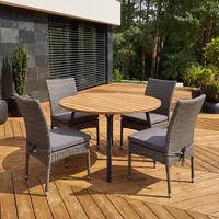 Zestaw jadalniany SIMI 120cm eukaliptus + 4x STRATO szary 1960 OUTLET
