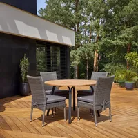 Zestaw jadalniany SIMI 120cm eukaliptus + 4x STRATO szary 1960 OUTLET