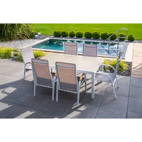 Zestaw jadalniany TOLEDO + 6x ALICANTE teak białe 1573 OUTLET