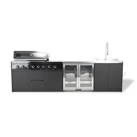 Kuchnia BBQ TEIDE 3-elementowa z podwójną lodówką i zlewozmywakiem antracyt