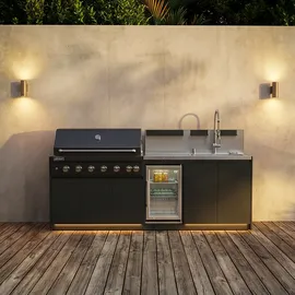 Kuchnia BBQ VIEJA 3-elementowa z lodówką i zlewozmywakiem antracyt