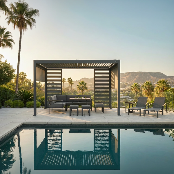 Elektryczna pergola tarasowa PRIME ECO z oświetleniem LED 3x4m