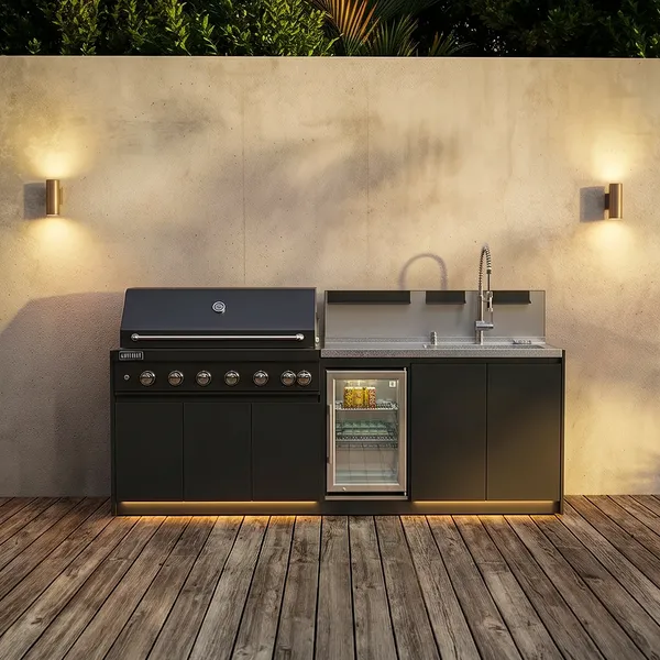 Kuchnia BBQ VIEJA 3-elementowa z lodówką i zlewozmywakiem antracyt
