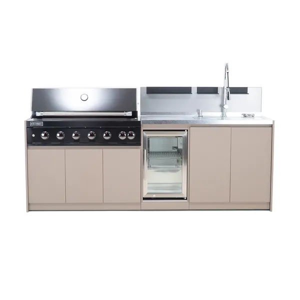 Kuchnia BBQ VIEJA 3-elementowa z lodówką i zlewozmywakiem brązowa 1936 OUTLET