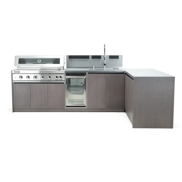 Kuchnia BBQ VIEJA 4-elementowa z lodówką i zlewozmywakiem ciemne drewno 1940 OUTLET
