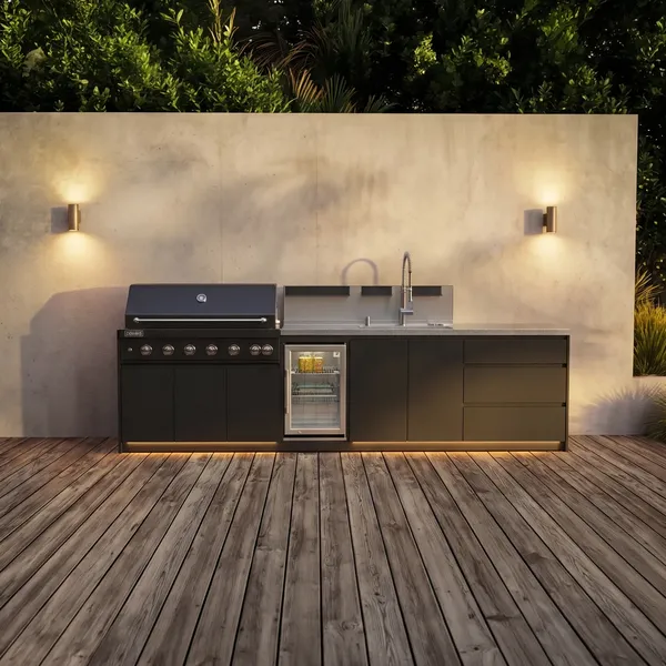 Kuchnia BBQ VIEJA 4-elementowa z lodówką, zlewozmywakiem i szafką z szufladami antracyt