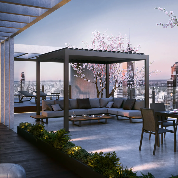 Pergola PERARA 360x360cm antracyt + 1 roleta 360cm 1783 OUTLET