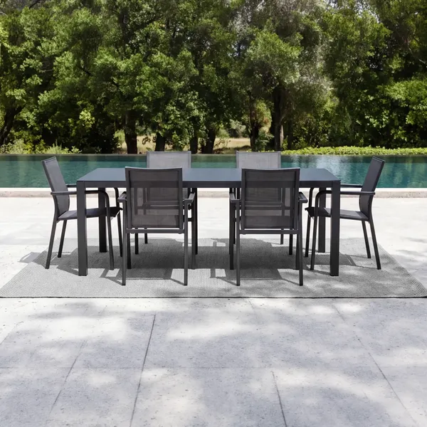 Zestaw jadalniany OVIEDO + 6x SOLLER antracyt 1963 OUTLET