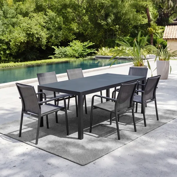 Zestaw jadalniany OVIEDO + 6x SOLLER antracyt 1963 OUTLET