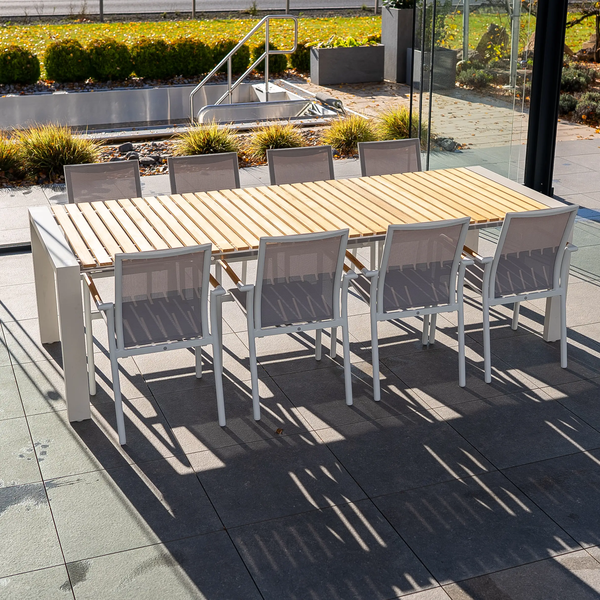 Zestaw jadalniany RIALTO 217-268 + 8x SOLLER TEAK biały 1884 OUTLET