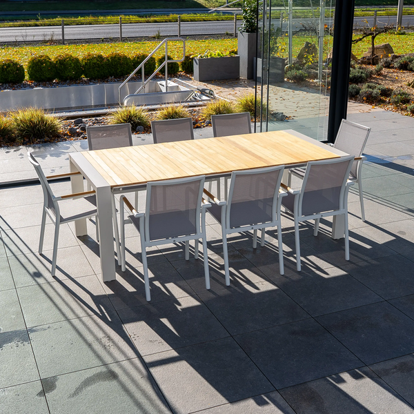 Zestaw jadalniany RIALTO 217-268 + 8x SOLLER TEAK biały 1884 OUTLET