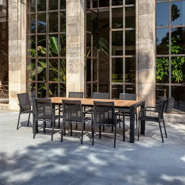 Zestaw jadalniany RIALTO 265-332 + 8x SOLLER TEAK antracyt 1882 OUTLET (1)
