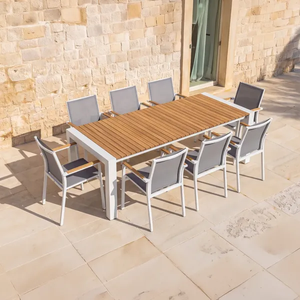 Zestaw jadalniany RIALTO 265-332 + 8x SOLLER TEAK antracyt 1966 OUTLET (1)