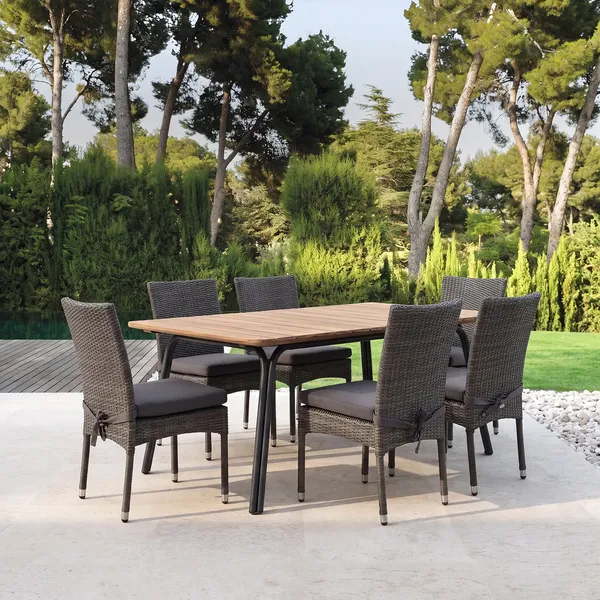 Zestaw jadalniany SIMI 180cm eukaliptus + 6x STRATO szary 1961 OUTLET