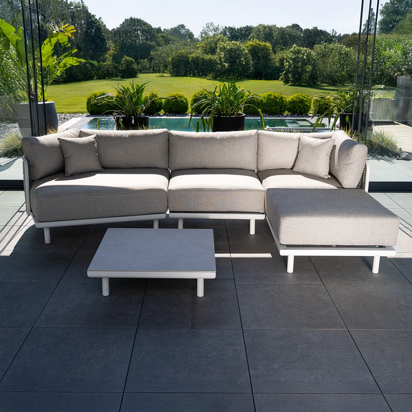 Zestaw mebli ogrodowych ELA prawostronny biały 1819 OUTLET