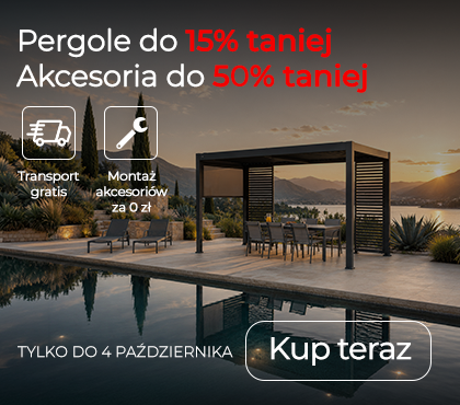 Pergole do 15% taniej – zyskaj darmową dostawę i bezpłatny montaż akcesoriów