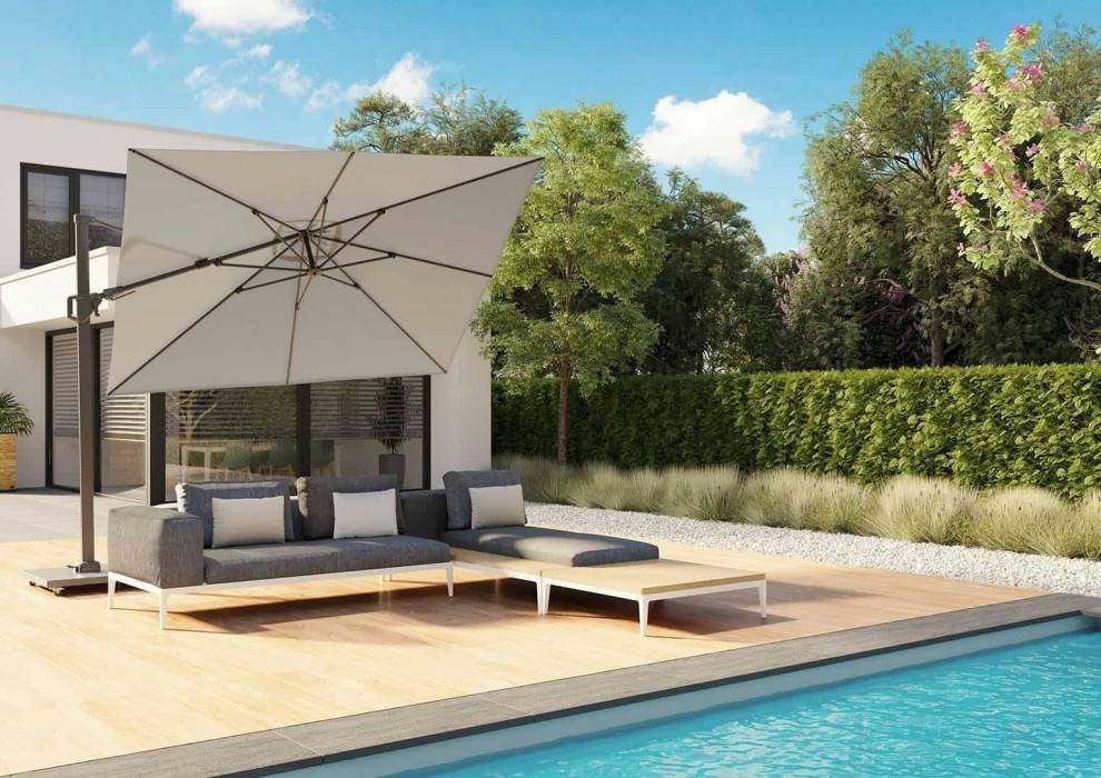 Biały parasol tarasowy – stylowy i funkcjonalny dodatek do Twojego ogrodu