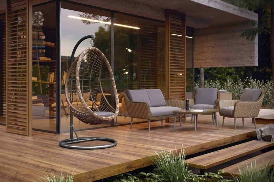 Fotel „kokon” stojący – nowoczesne wyposażenie do ogrodu