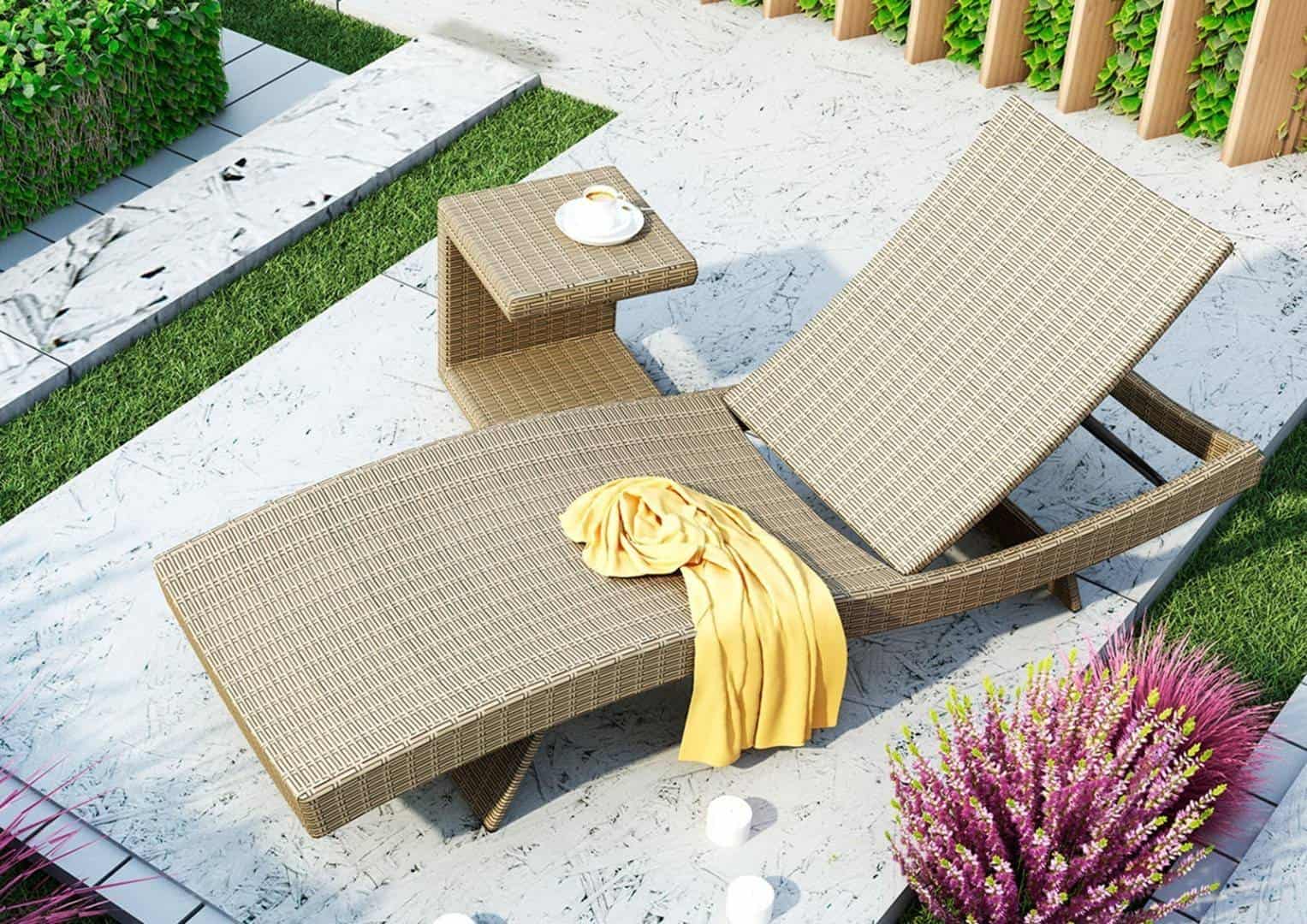 leżak ogrodowy ze stolikiem ROMEO