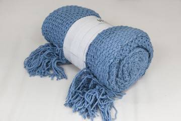 Poprzednie kolekcje: Pled bawełniany włóczka kol. niebieski