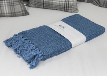 Poprzednie kolekcje: Pled bawełniany tkany kol. niebieski